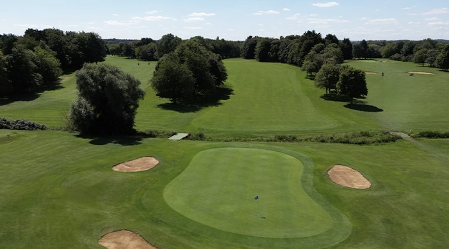 Thorpe Wood Golf Course, Cambridgeshire - Golf course green and fairway with 3 bunkers