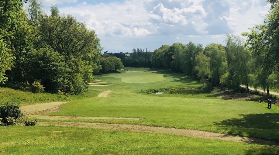 Bawburgh Golf Club, Norfolk, - view of golf course from the tee looking down the tree lined fairway
