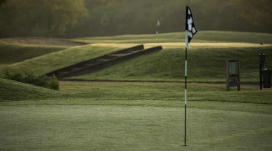 Bicester Country Club, Oxfordshire - View of golf course on Green with steps leading up to tee of next hole
