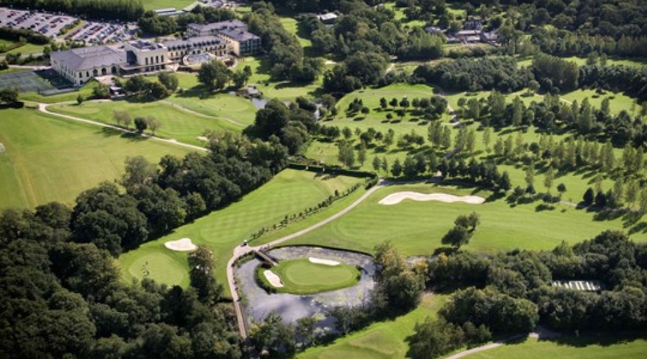 GVO - The Vale Resort Golf Club - Aerial view of golf course including fairways, greens, water features and club house
