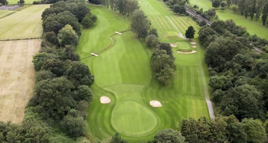 Golf Club England - Wyke Green Golf Club, Middlesex, UK - Golf Vouchers Wyke Green Golf Club, Middlesex - aerial view of golf course greens and tree lined fairways among countryside