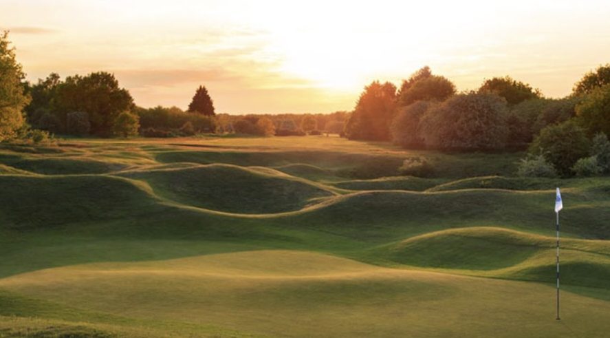 Diss Golf Club, Norflok, - view of varied terrain golf course tree lined fairway and green